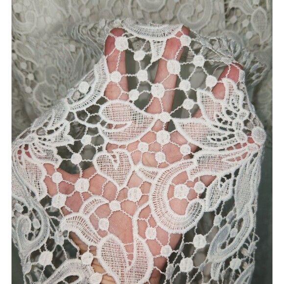 Michael Kors White Long Sleeve Lace Dress Gold Chain Detail Size Medium - Picture 8 of 11